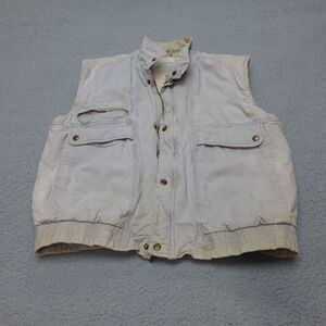 VTG St Johns Bay Vest Mens Medium Jacket Full Zip Snap Distressed Quilted